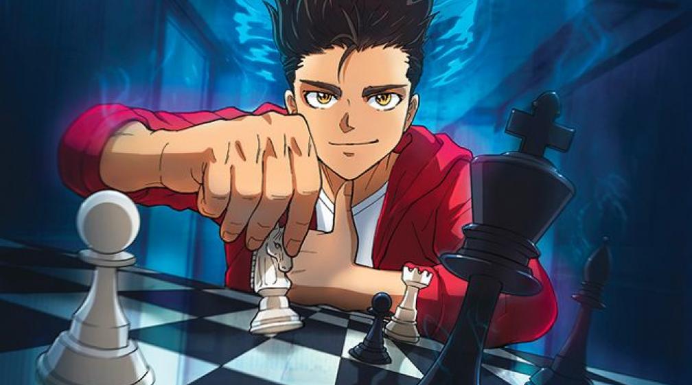 Scared anime girl playing chess