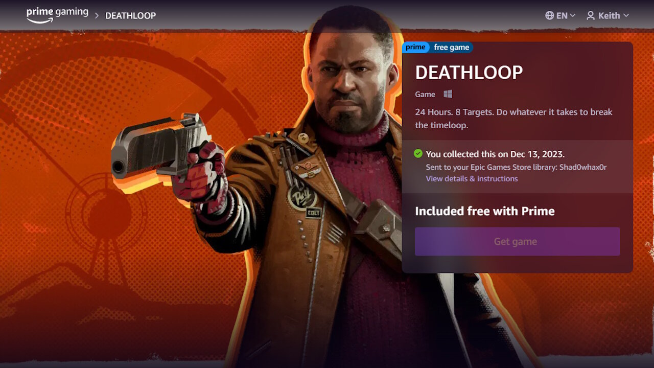 Amazon Prime Gaming is giving away PC copies of Deathloop